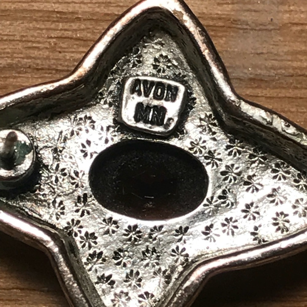 VINTAGE Avon Smokey Stones Silver Earrings - Picture 4 of 7